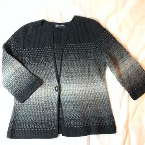 Jones NY Black to Grey Ombré Cardigan Sweater